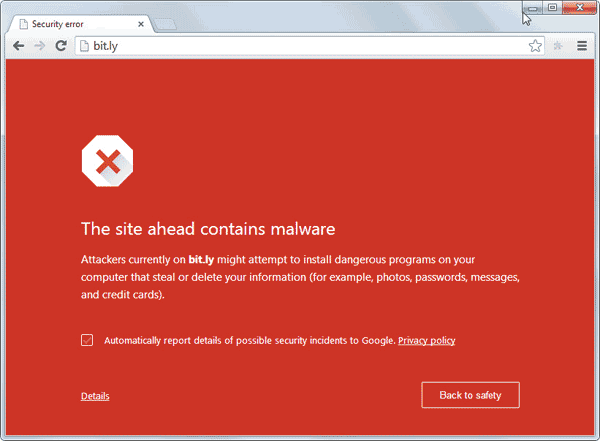 Web Security Google Malware Warning